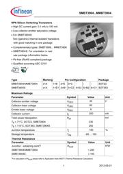 SMBT3904E6433HTMA1 数据规格书 1