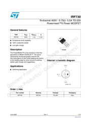 IRF730 数据手册
