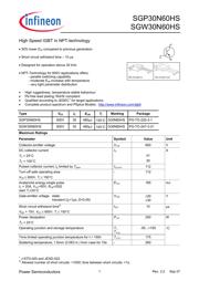 SGW30N60HSFKSA1 Datenblatt PDF