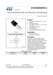 STGW40H65DFB-4 数据规格书 1